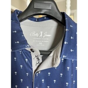 Bobby Jones 3X Golf Polo Trophy Print In Blue Performance Collection